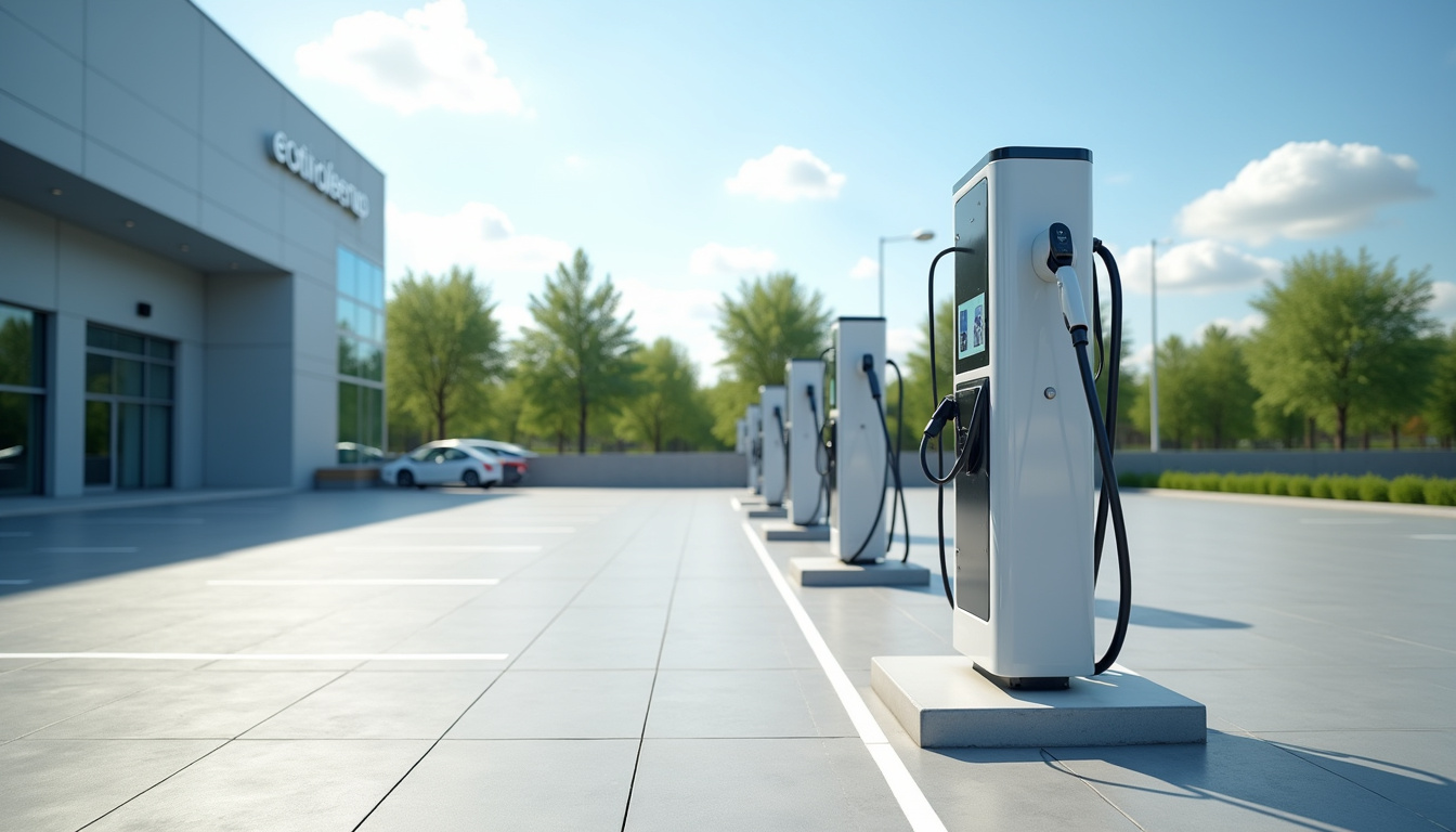 Installation de plusieurs bornes de recharge sur le parking d'une entreprise du Parc d'activités de l'Orme à Luzarches