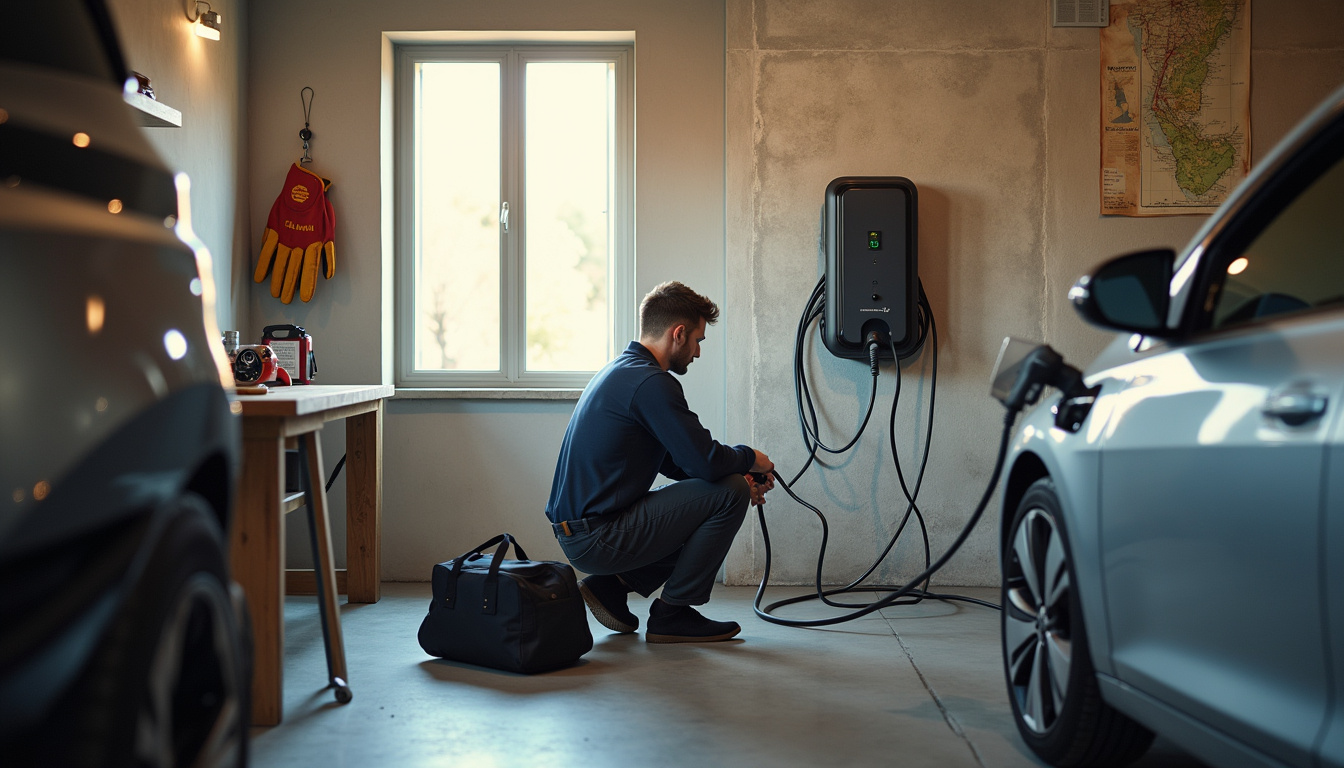 Installation d'une borne de recharge dans un garage de maison à Saint-Lunaire