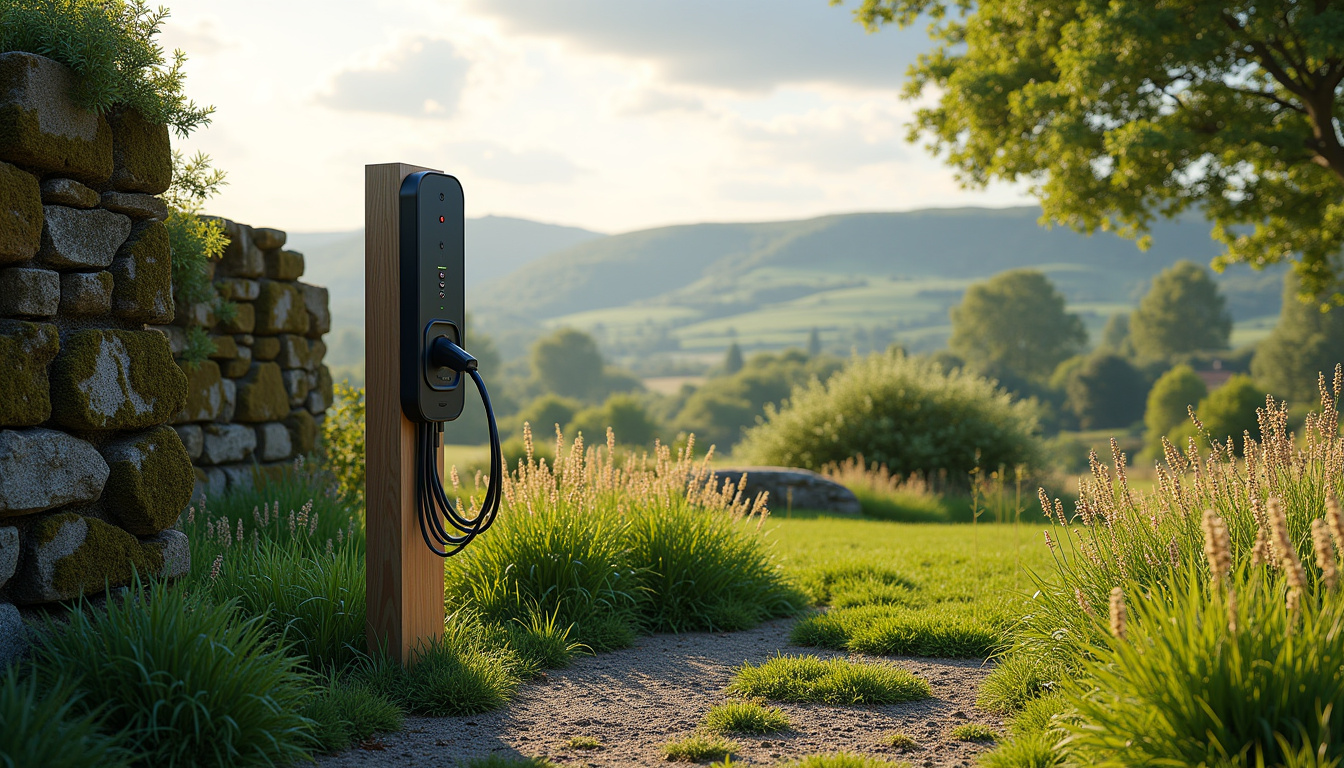 Installation d'une borne de recharge dans un jardin à Langoat, Côtes-d'Armor