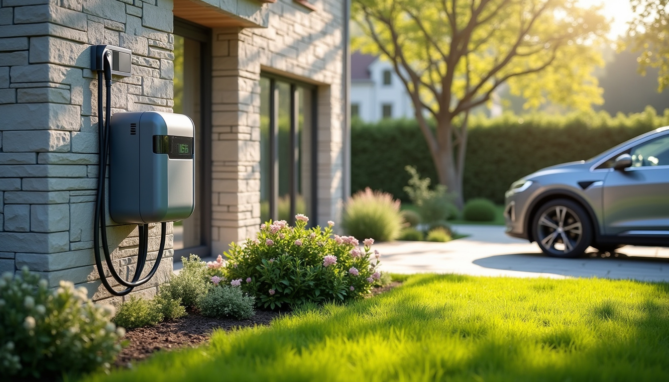 Installation d'une borne de recharge dans un jardin résidentiel à Sillery