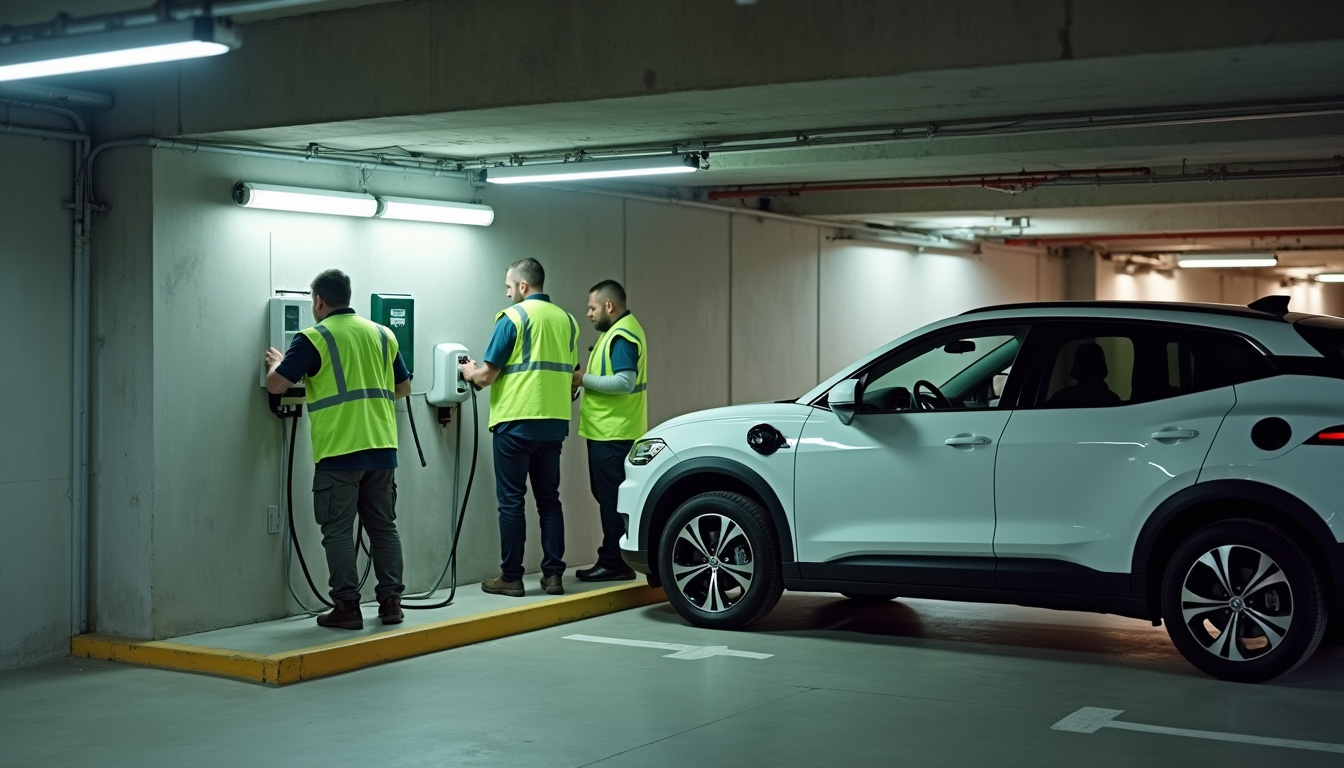 Installation d'une borne de recharge dans un parking de copropriété à Médréac