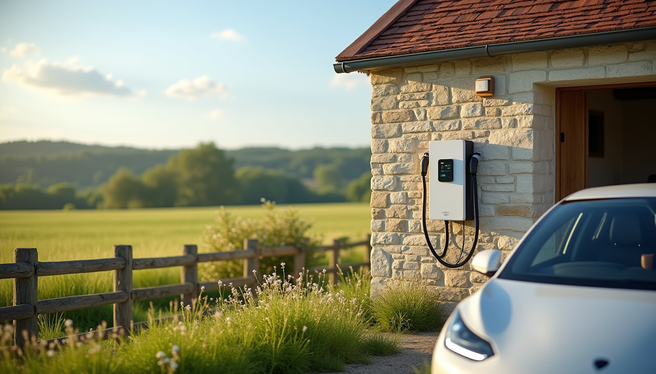 Installation d'une borne de recharge électrique à l'extérieur d'un garage en milieu rural