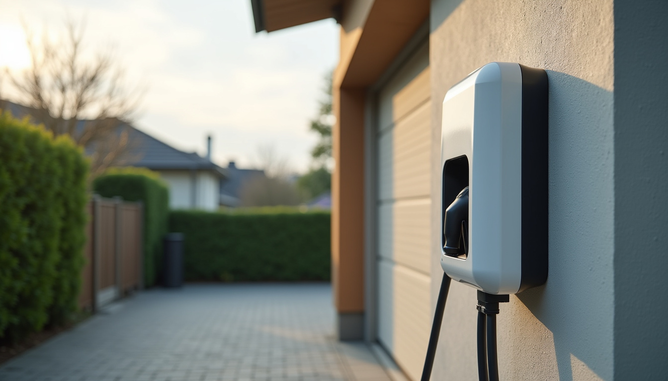 Installation d'une borne de recharge électrique à l'extérieur d'une maison à Civens, dans un cadre résidentiel