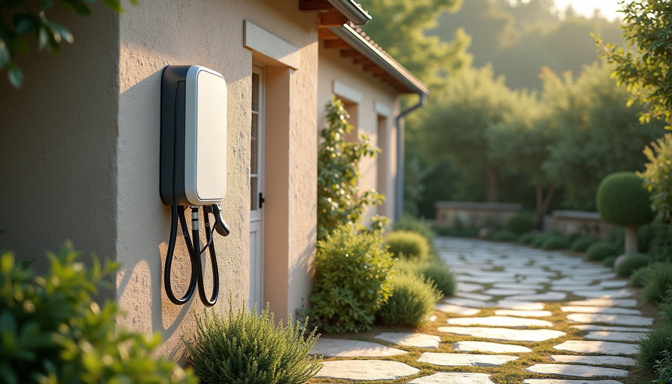 Installation d'une borne de recharge électrique à l'extérieur d'une maison à Ercé-en-Lamée