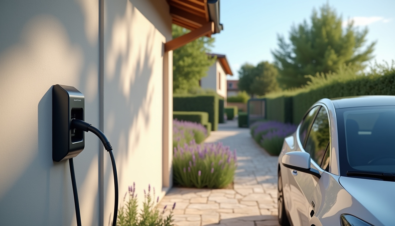 Installation d'une borne de recharge électrique à l'extérieur d'une maison à Sainte-Livrade-sur-Lot