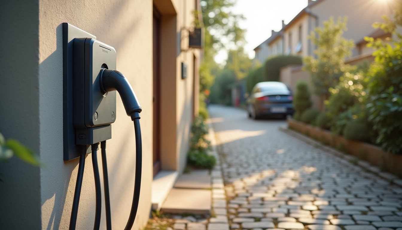 Installation d'une borne de recharge électrique à l'extérieur d'une maison à Vauhallan