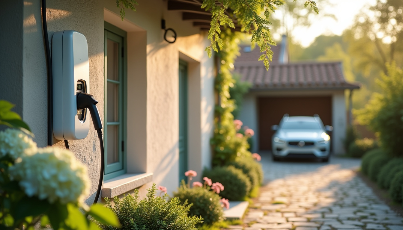Installation d'une borne de recharge électrique à l'extérieur d'une maison individuelle à Vernoil-le-Fourrier