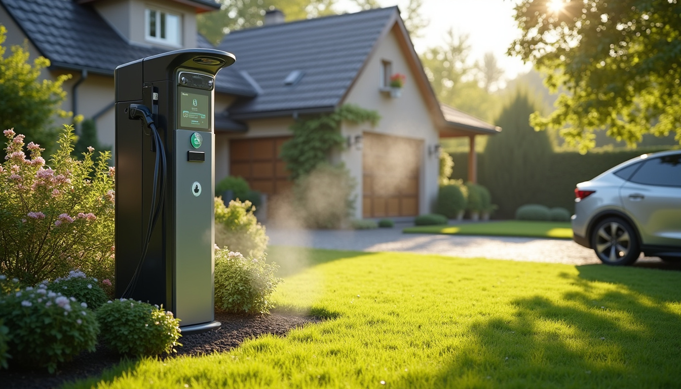 Installation d'une borne de recharge électrique dans un jardin à Basse-Goulaine