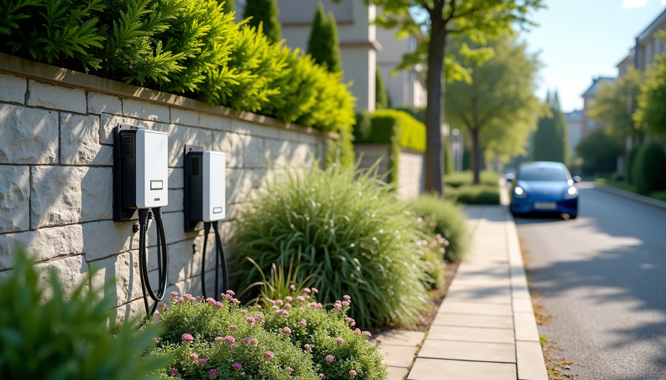 Installation d'une borne de recharge électrique dans un jardin à Branges, vue extérieure