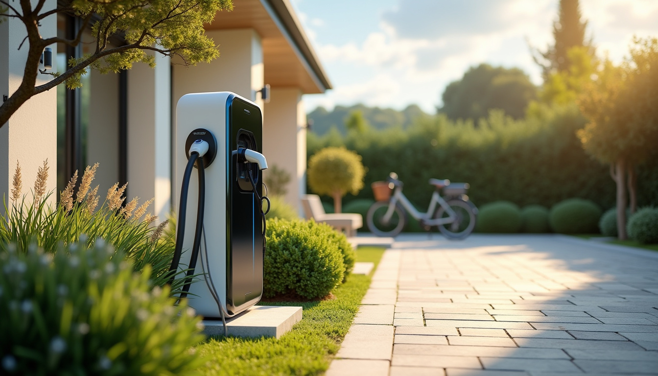Installation d'une borne de recharge électrique dans un jardin de maison à Vendres