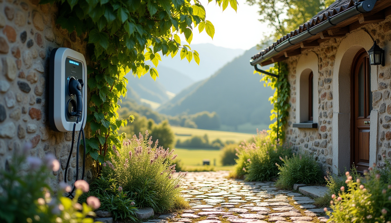 Installation d'une borne de recharge électrique devant une maison à Morbier, dans un cadre rural
