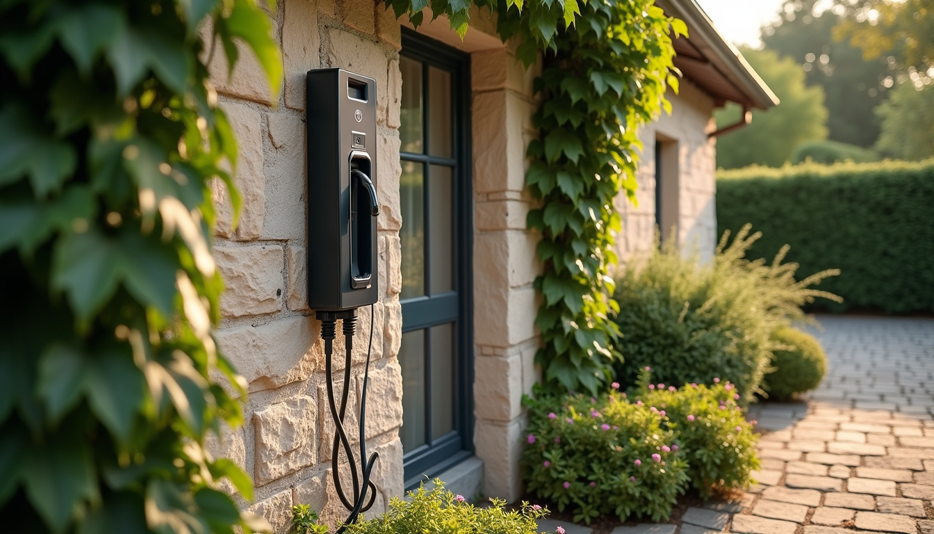 Installation d'une borne de recharge électrique devant une maison en Loire