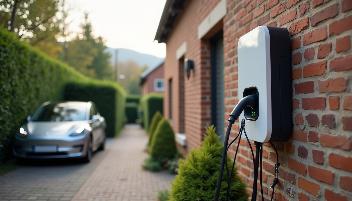 Installation d'une borne de recharge électrique devant une maison individuelle à Luzarches