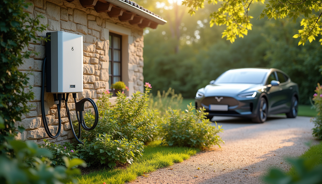 Installation d'une borne de recharge électrique en extérieur dans un jardin à Saint-Vincent-sur-Jard