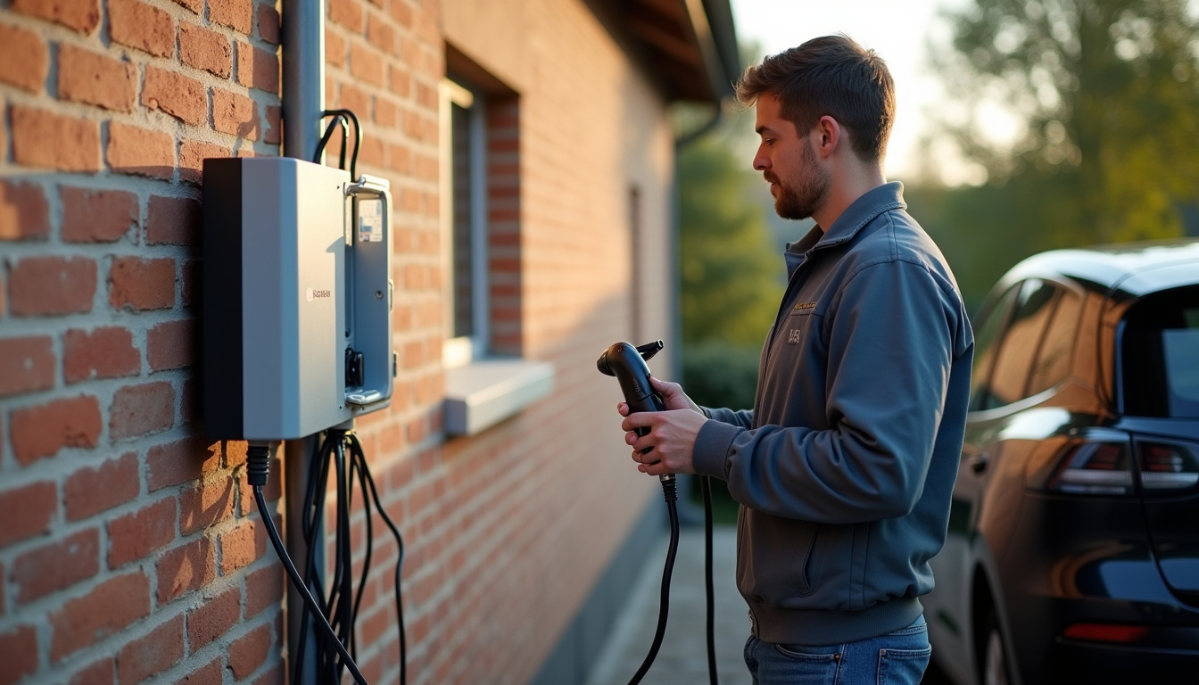 Installation d'une borne de recharge électrique par un professionnel à Étreux