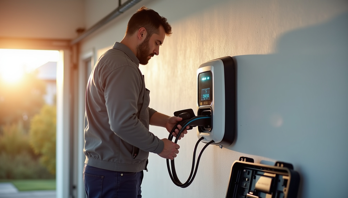 Installation d'une borne de recharge électrique par un professionnel certifié IRVE à Saint-Justin