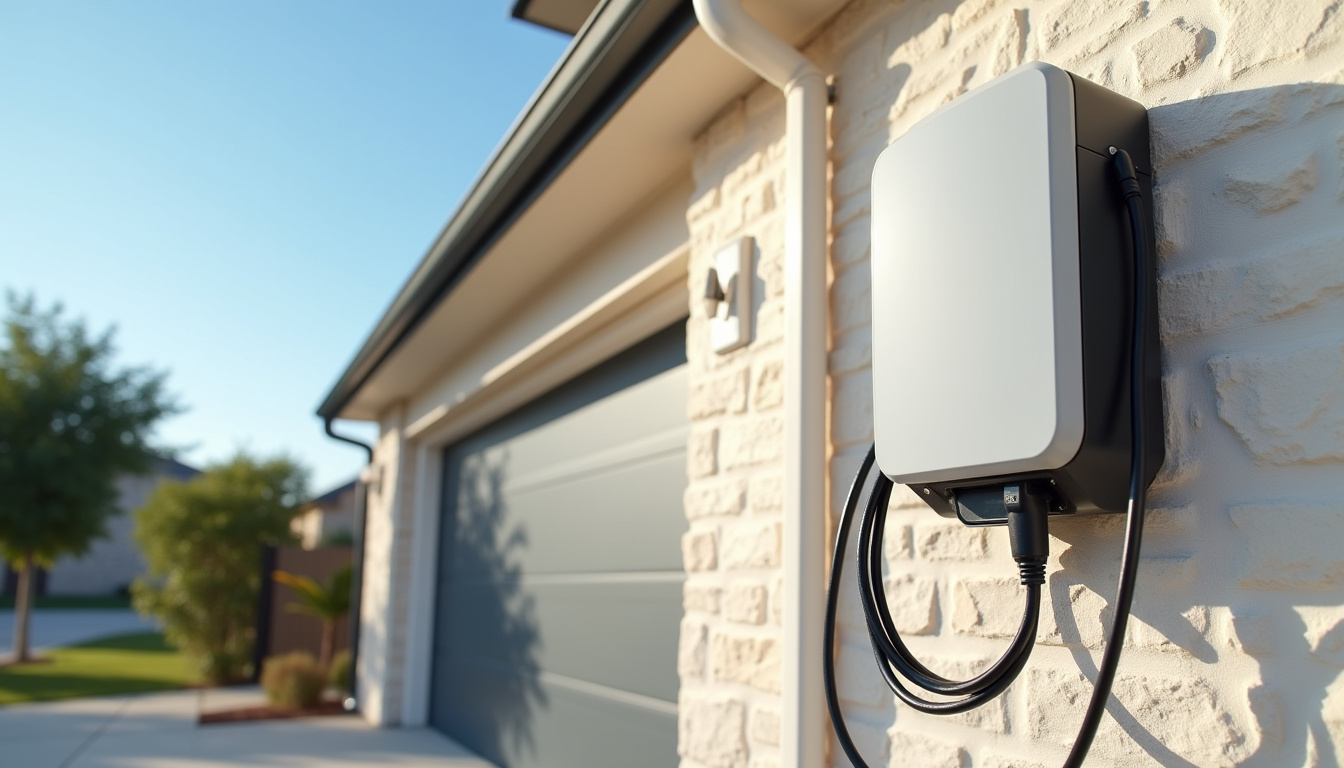 Installation d'une borne de recharge électrique sur la façade d'une maison à Lamarque, en journée, avec câblage sécurisé et borne murale fixée