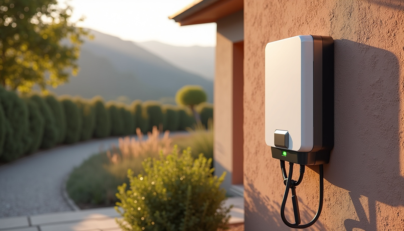 Installation d'une borne de recharge électrique sur le mur extérieur d'une maison à Montaud