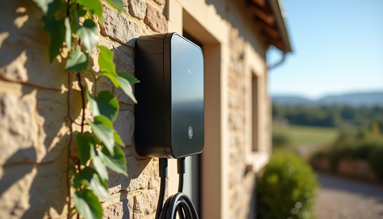 Installation d'une borne de recharge électrique sur un mur extérieur à Grez-sur-Loing