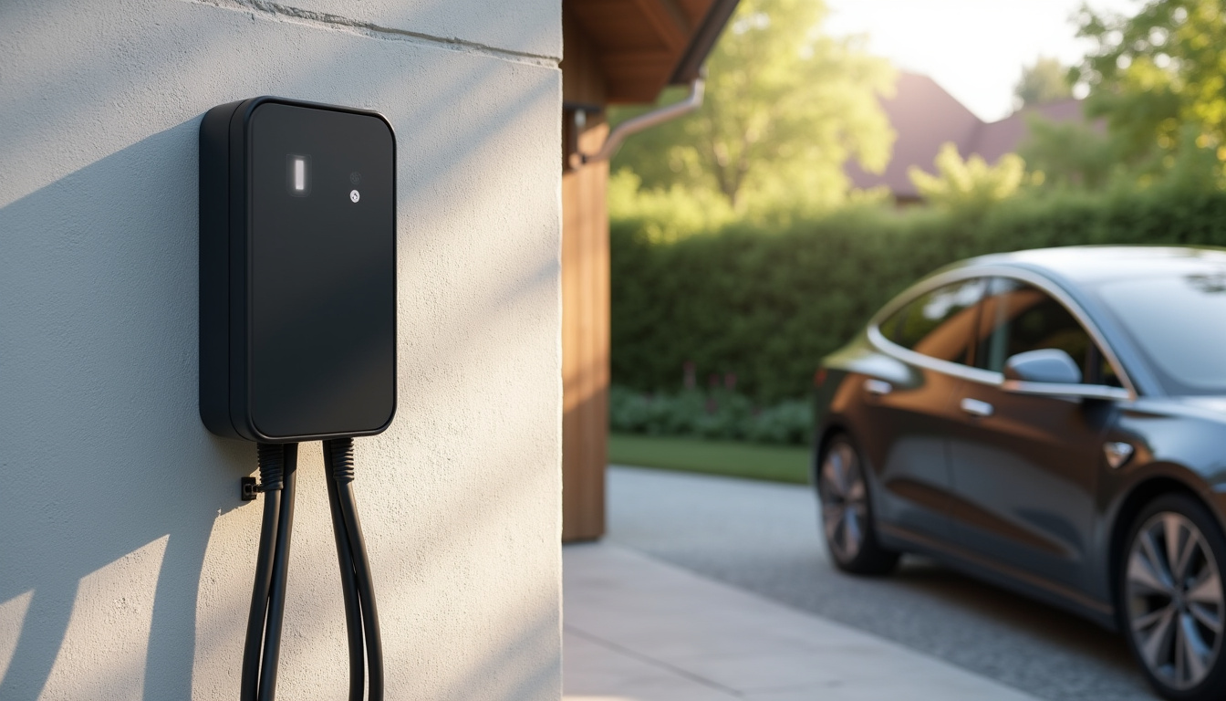 Installation d'une borne de recharge moderne fixée au mur extérieur d'une maison