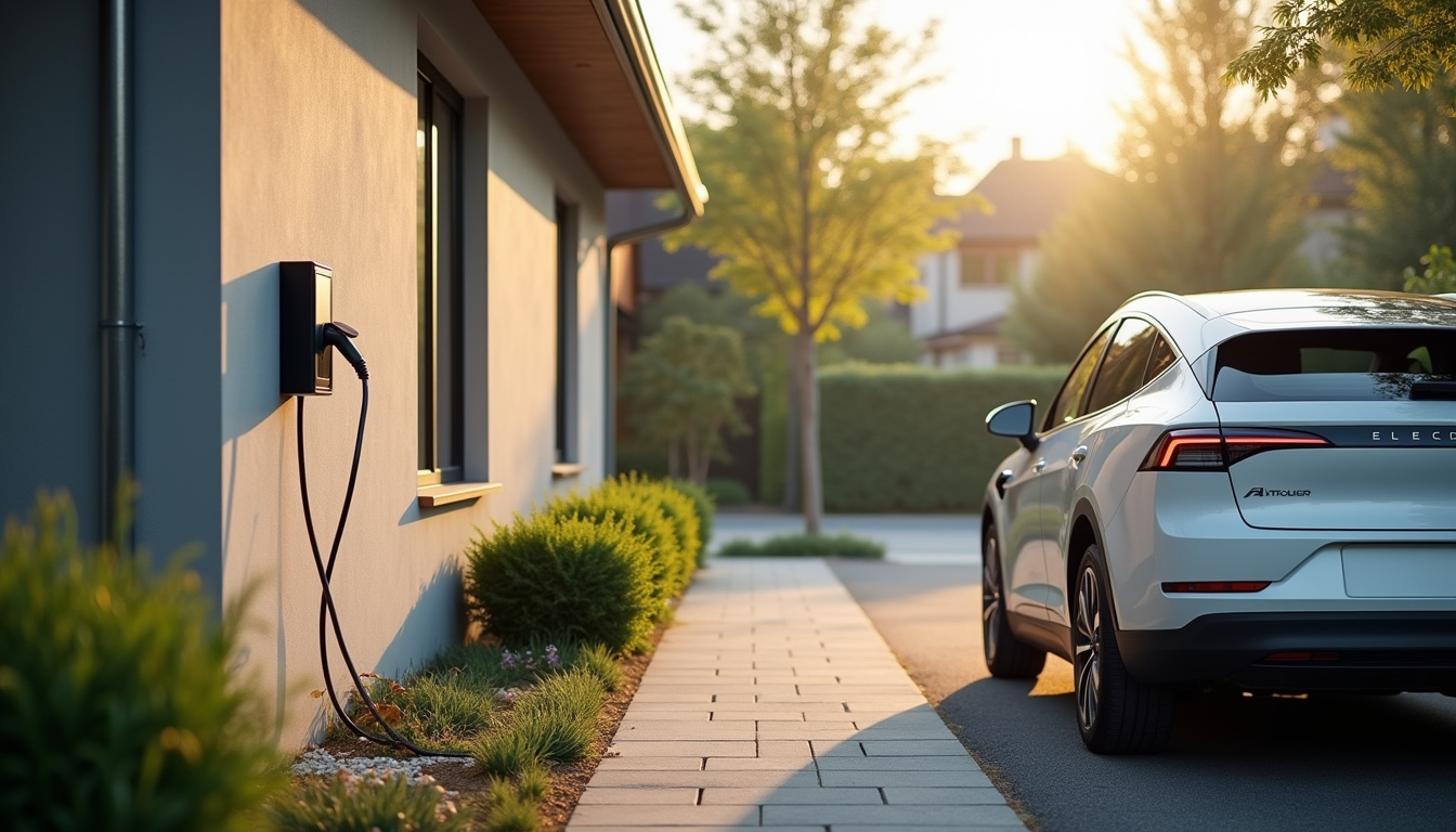 Installation d'une borne de recharge murale à l'extérieur d'une maison à Fillé