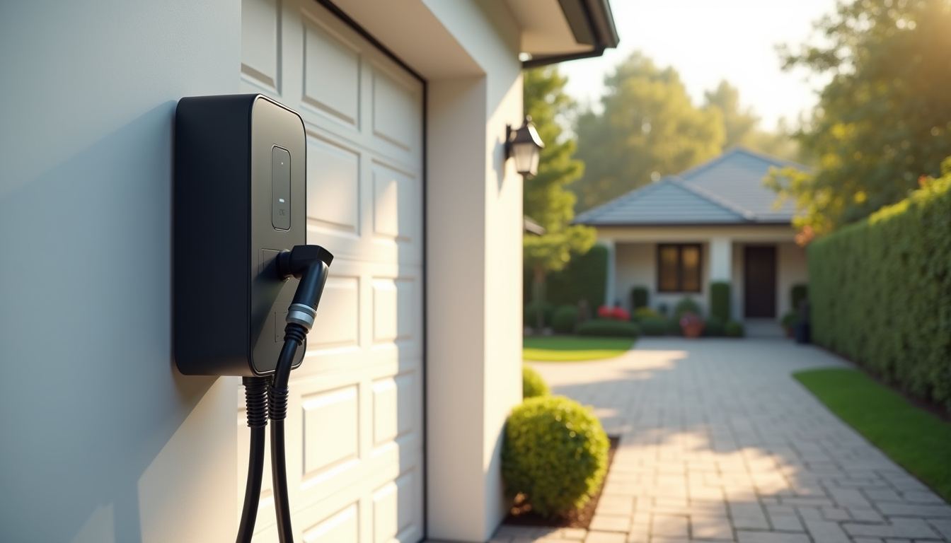 Installation d'une borne de recharge murale devant un garage à Camblain-Châtelain