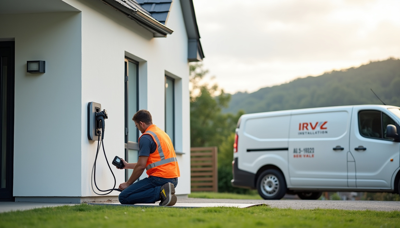 Installation d'une borne de recharge murale par un professionnel IRVE à Saint-Georges-de-Reintembault