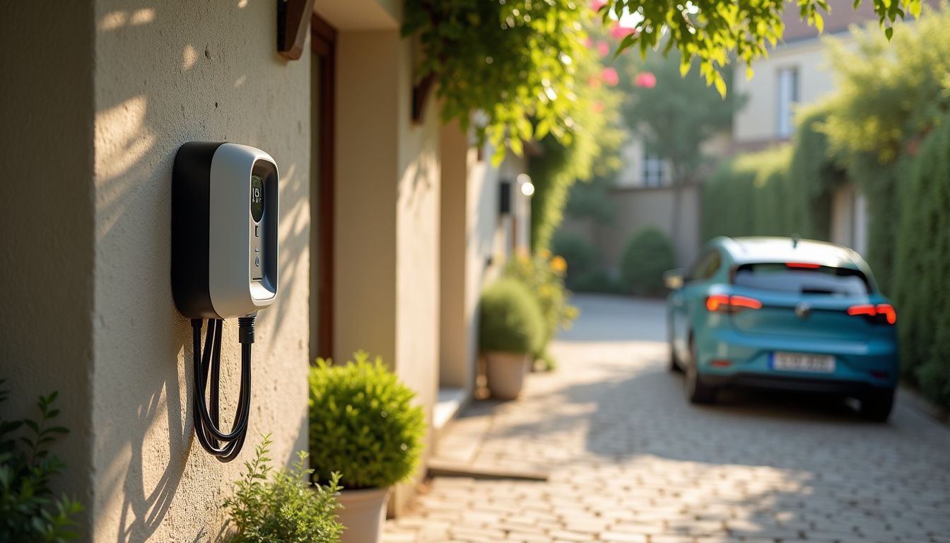 Installation d'une borne de recharge murale pour véhicule électrique à l'extérieur d'une maison à Balazé