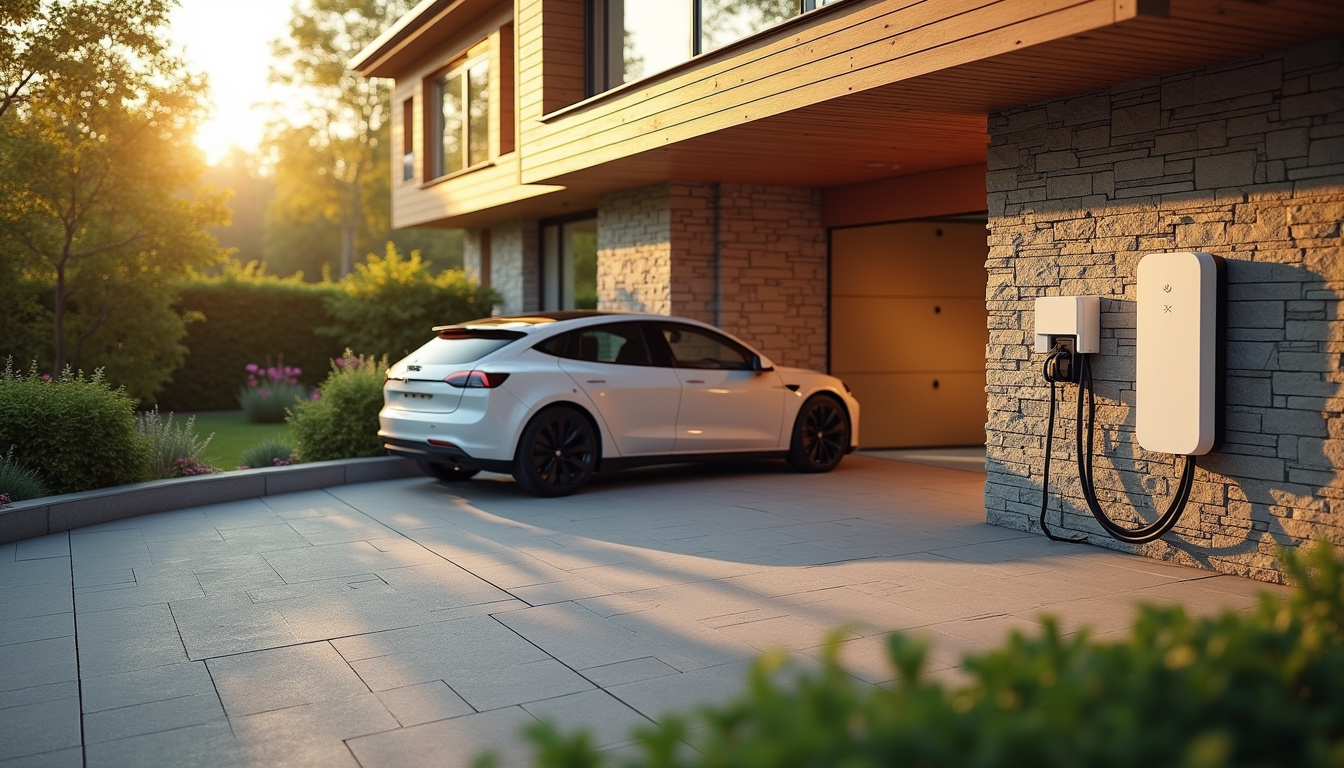 Installation d'une borne de recharge pour voiture électrique à Groffliers, vue extérieure d'une maison avec station de recharge murale