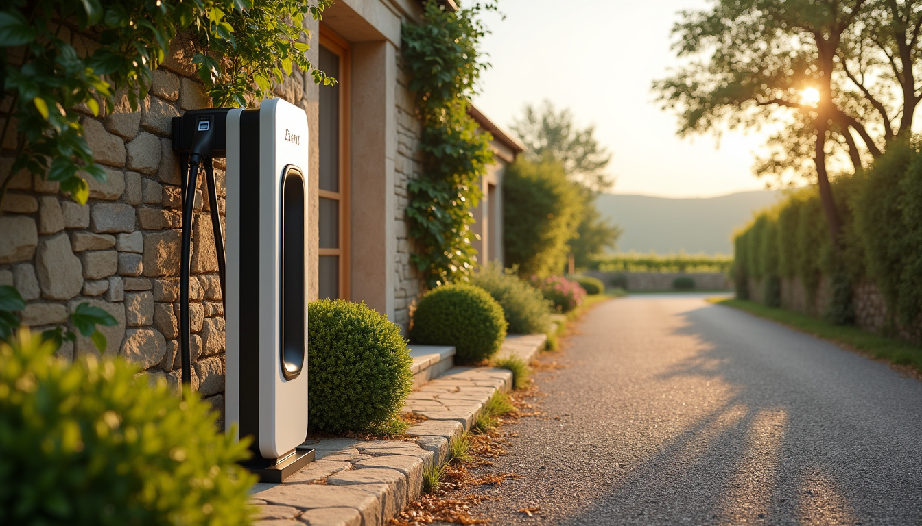 Installation d'une borne de recharge pour voiture électrique devant une maison à Rouziers-de-Touraine