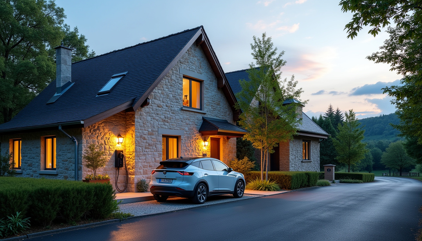 Installation d'une borne de recharge pour voiture électrique devant une maison individuelle à Montcuq-en-Quercy-Blanc