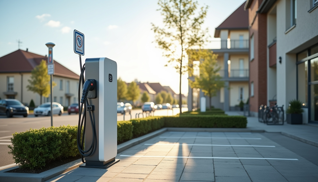 Installation d'une borne de recharge sur une place de parking extérieur à Viennay