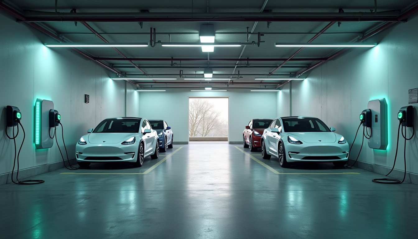 Installation d'une borne électrique dans un parking de copropriété avec plusieurs véhicules électriques en charge