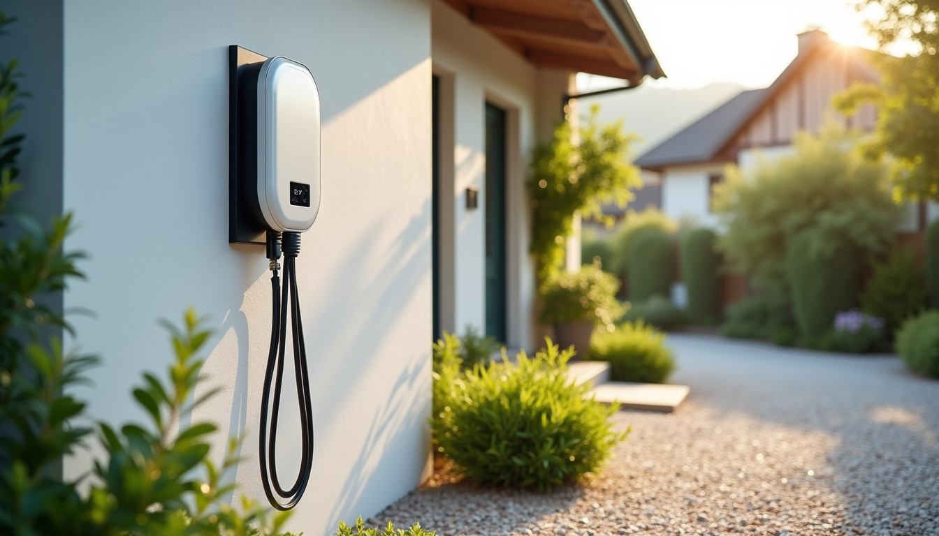 Installation d'une borne électrique murale devant une maison individuelle à Grendelbruch