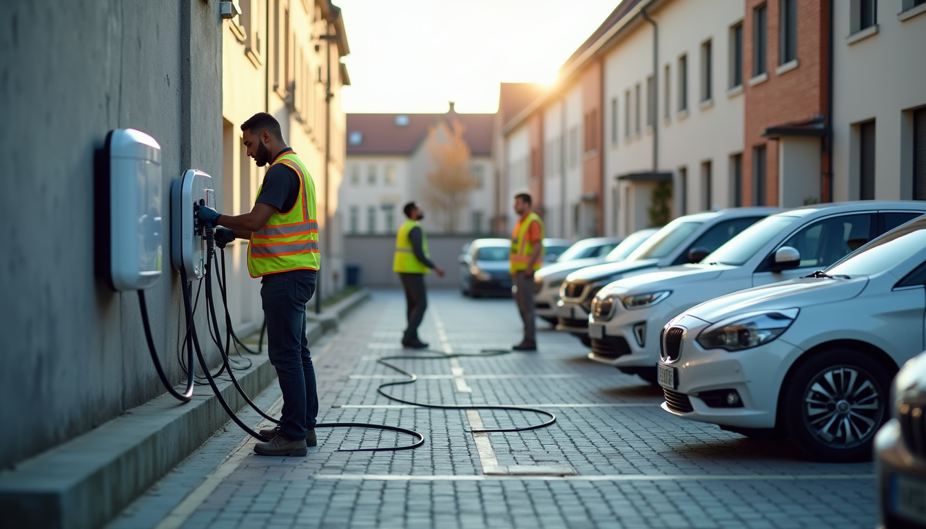 Installation d'une borne électrique sur une place de parking en copropriété