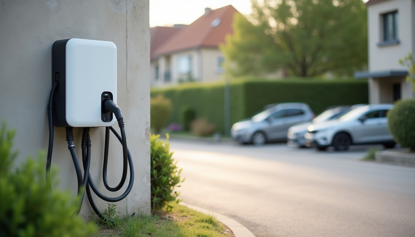 Installation d'une borne électrique sur une place de stationnement privative à Larche