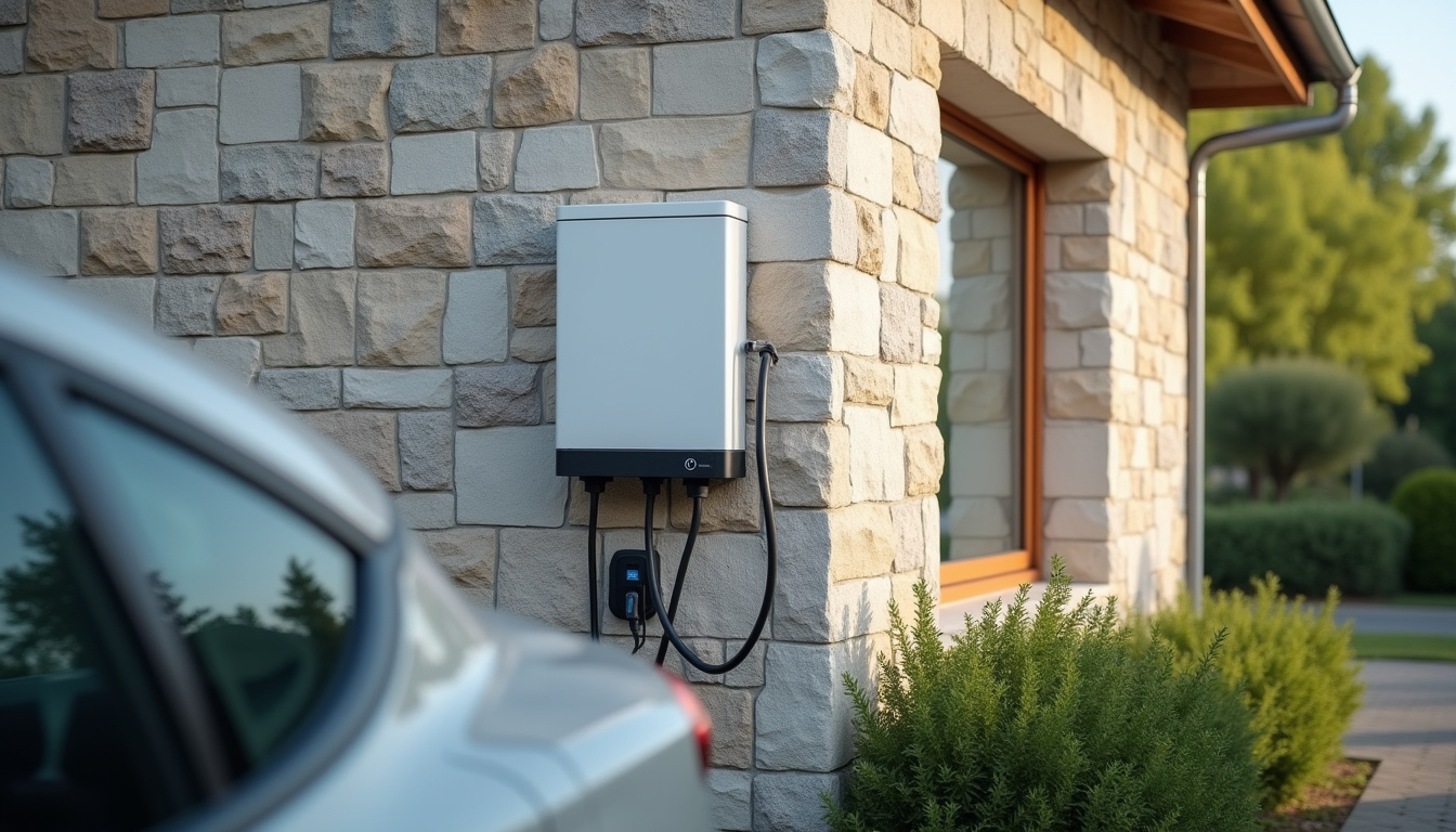 Installation d'une wallbox en extérieur, fixée au mur d'une maison individuelle à Chauffry