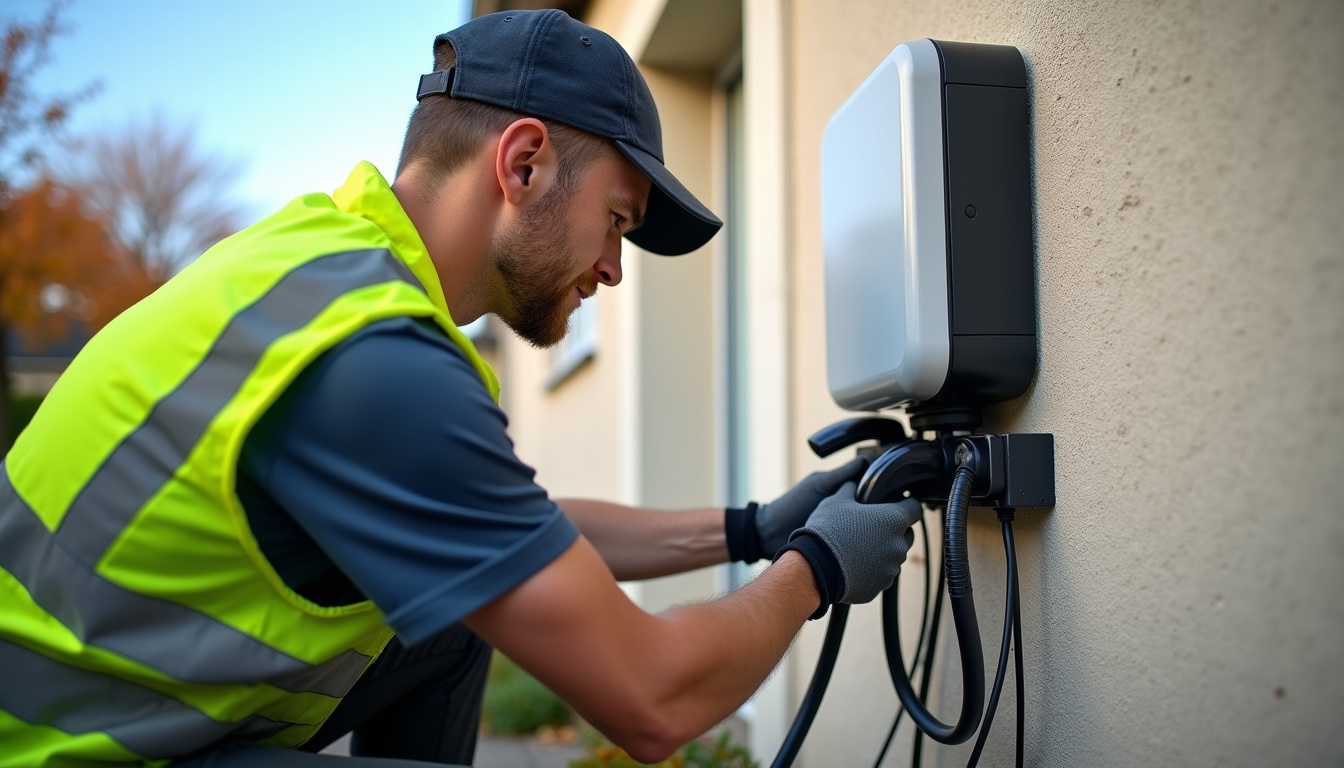 Intervention d’un électricien certifié IRVE lors de l’installation d’une borne à Pérenchies
