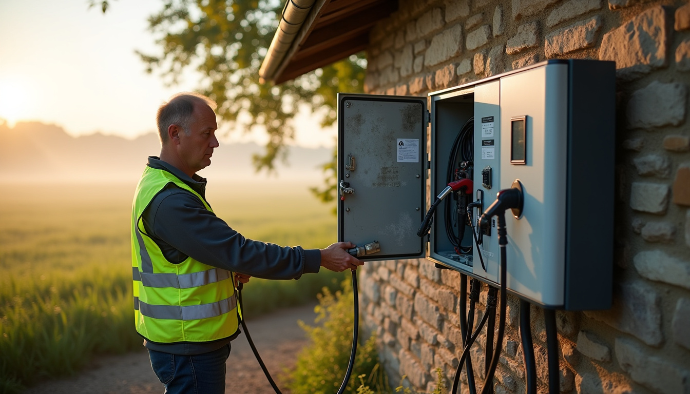 Maintenance d'une borne de recharge électrique en extérieur à Damparis