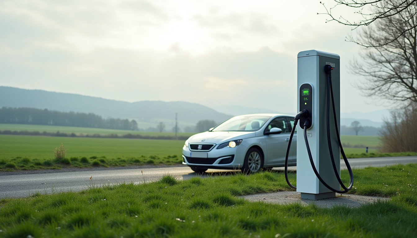 Photo d'une borne de recharge publique à Saint-Agrève située au lieu-dit Chantoisel
