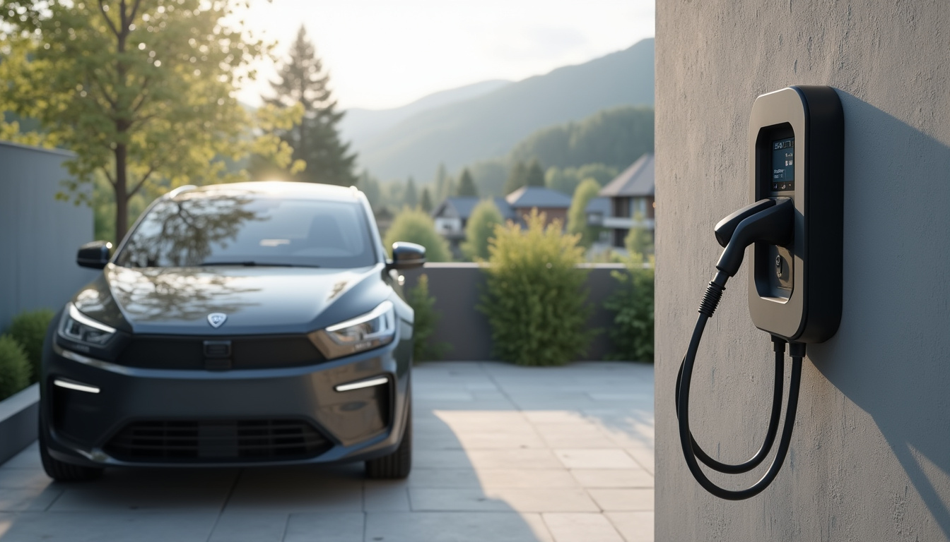 Pose d'une borne de recharge électrique en extérieur sur un parking privé à Sion-les-Mines