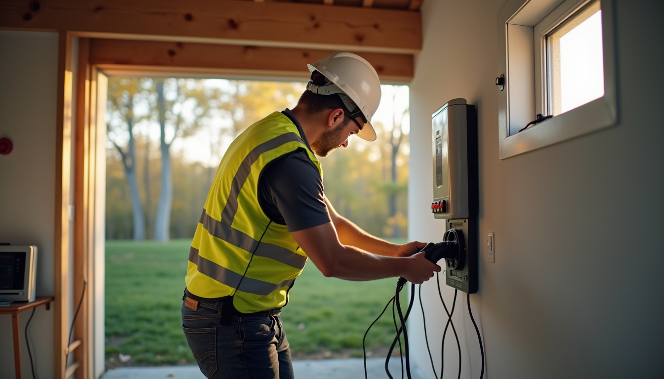 Pose d'une borne de recharge murale par un électricien IRVE certifié