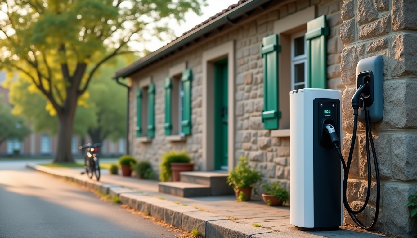 Station de recharge électrique publique située devant la mairie de Laigneville