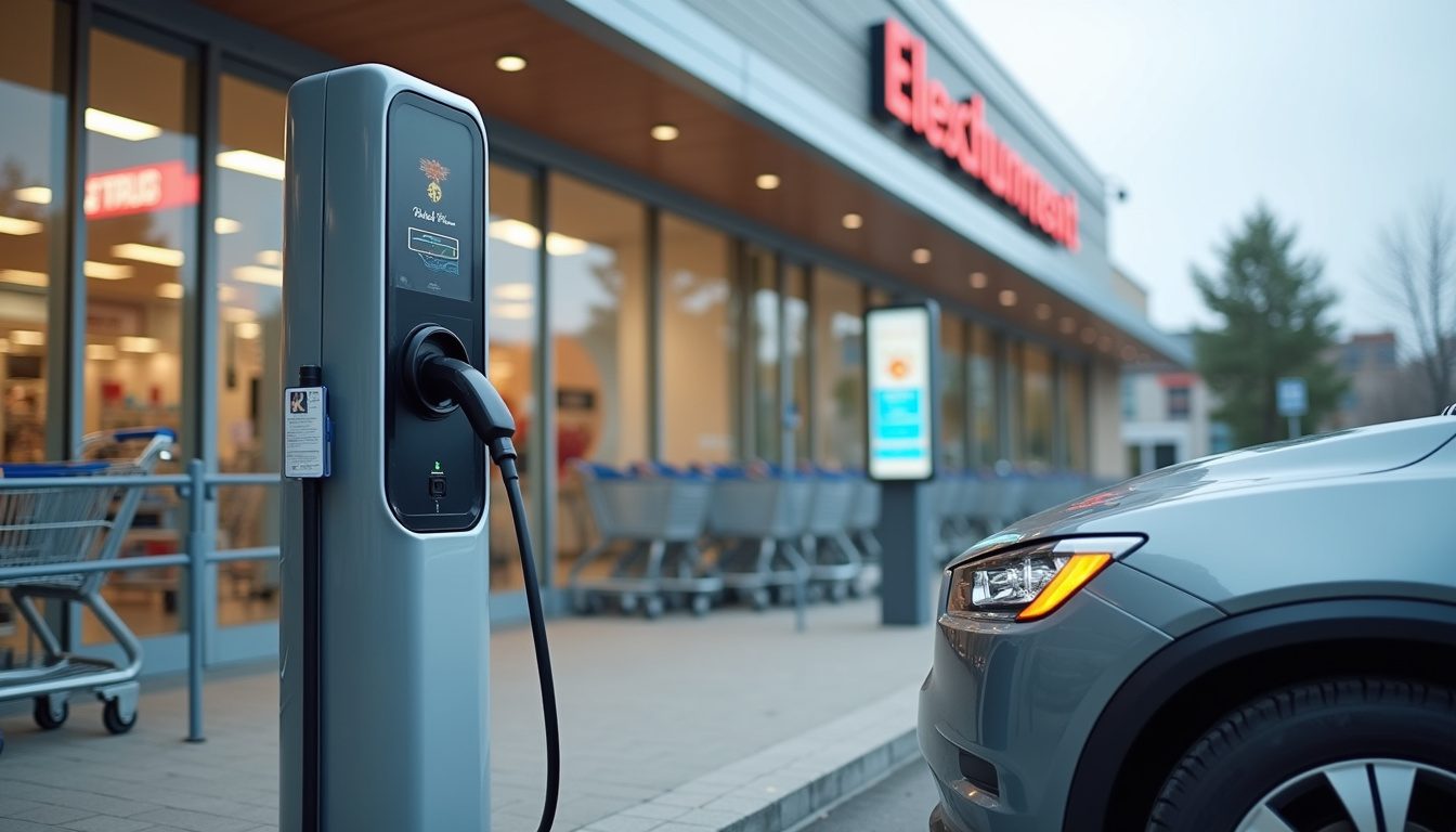 Station de recharge Powerdot située devant le Supermarché Match à Malzéville