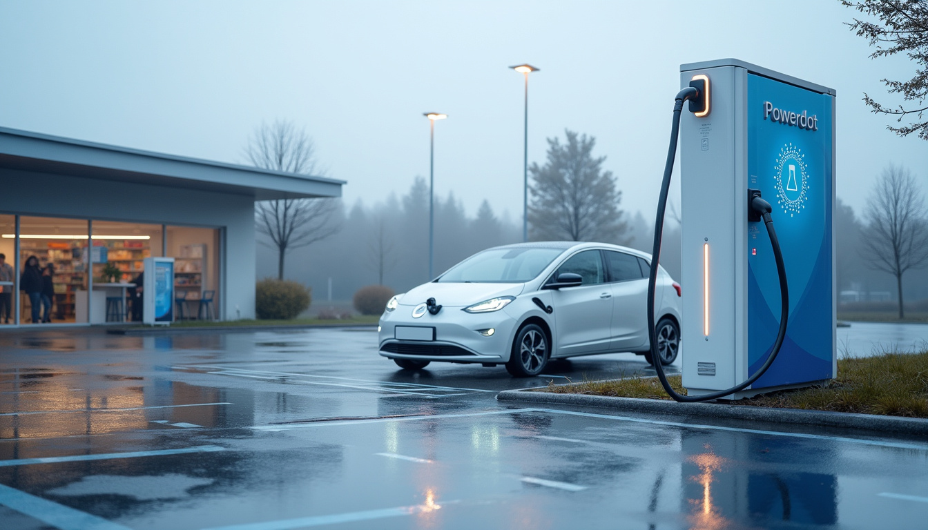 Station de recharge Powerdot située sur le parking du Super U à Laguenne-sur-Avalouze