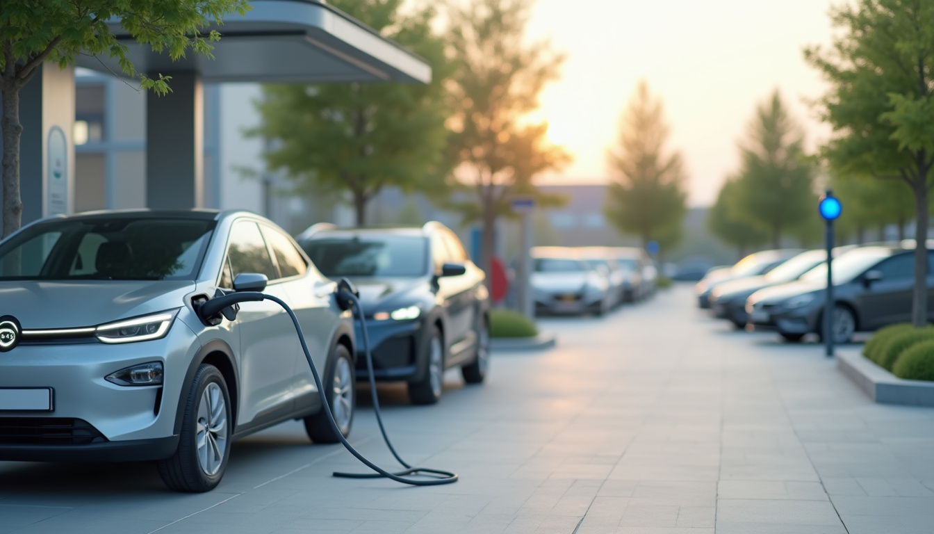 Station de recharge publique Powerdot à Longueau avec véhicules en cours de chargement