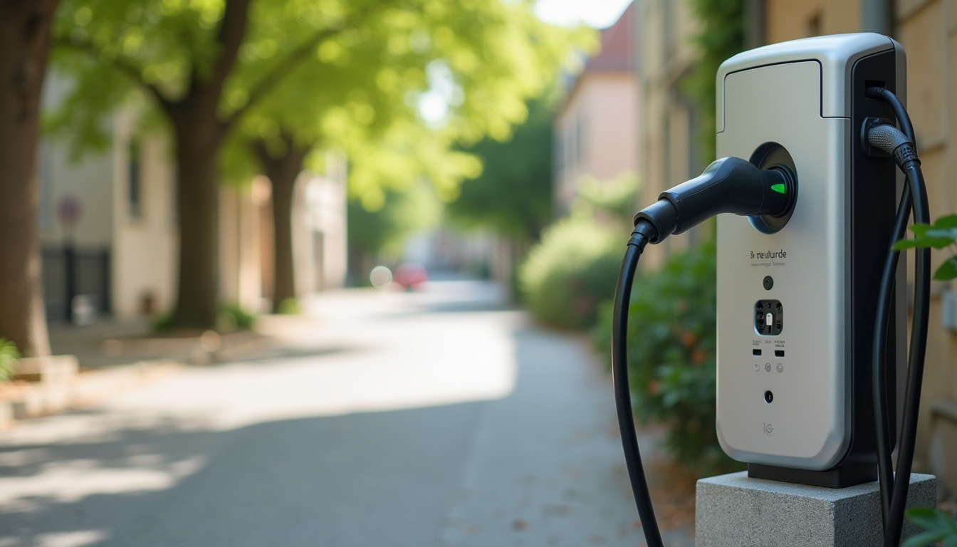 Station de recharge publique située avenue de la République à Pérignat-lès-Sarliève, équipée de plusieurs prises dont une en courant continu