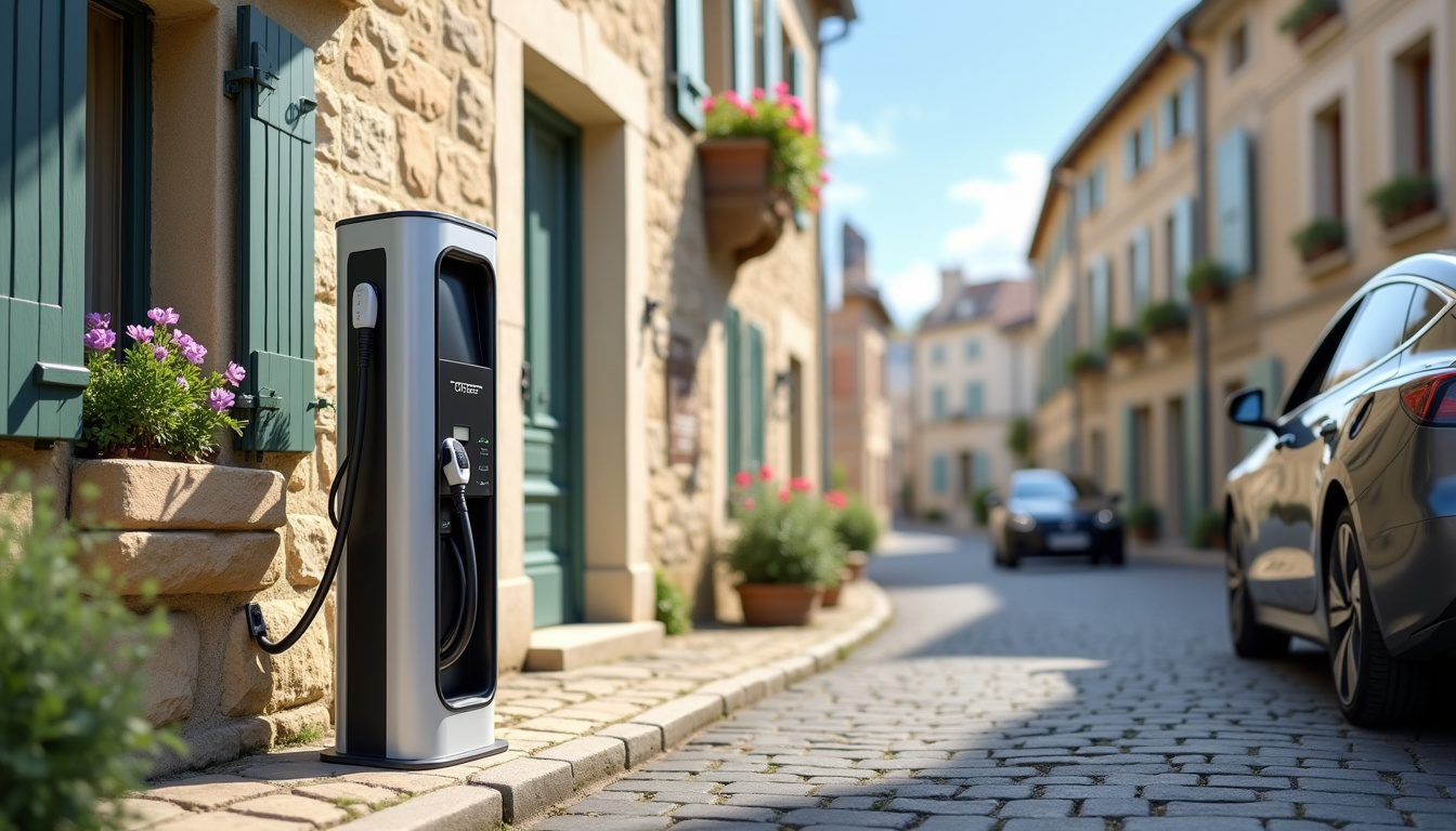 Station de recharge publique située avenue du Château à Crèvecœur-le-Grand