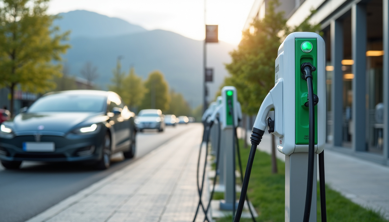 Station de recharge publique située avenue Saint-Didier à Saint-Gervasy avec deux véhicules électriques en charge