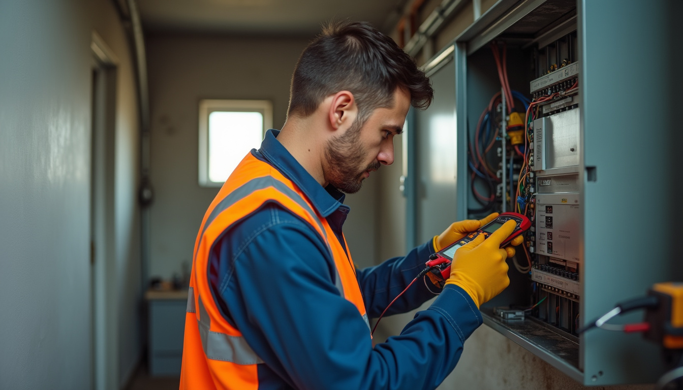 Technicien certifié IRVE en train de vérifier un tableau électrique à Saint-Georges-de-Luzençon